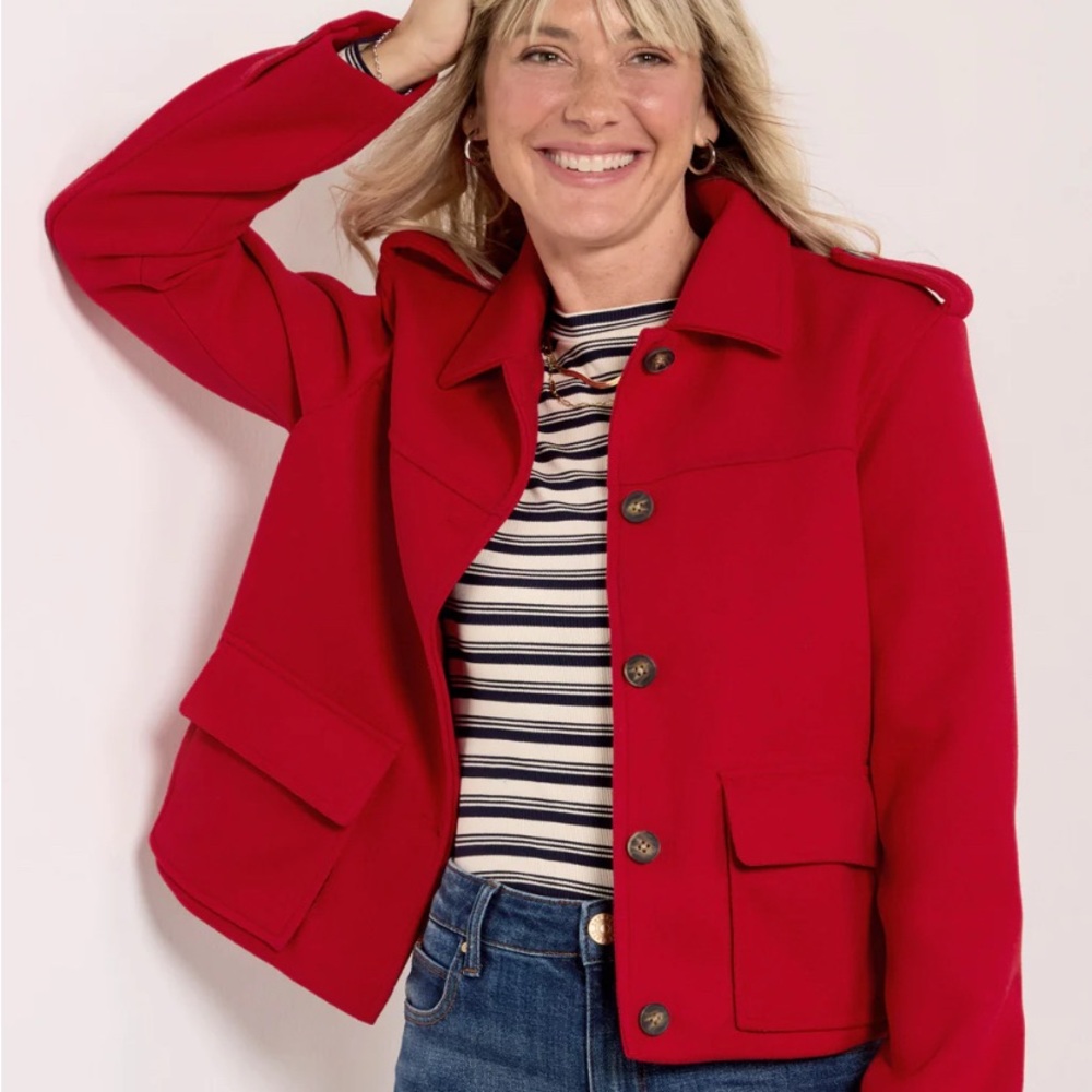 Evereve Red Rivi Two Pocket Coat-Small